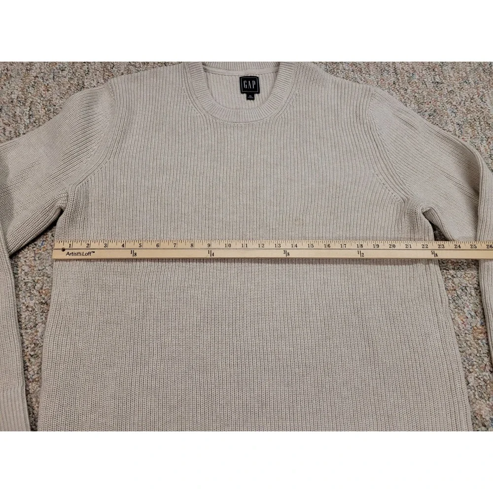 Gap Sweater Mens XL Beige Crewneck Pullover Knit Fisherman‎ Outdoors Hiking Camp